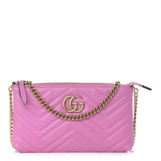 GUCCI Calfskin Matelasse Mini GG Marmont Chain Bag Candy Pink | Fashionphile