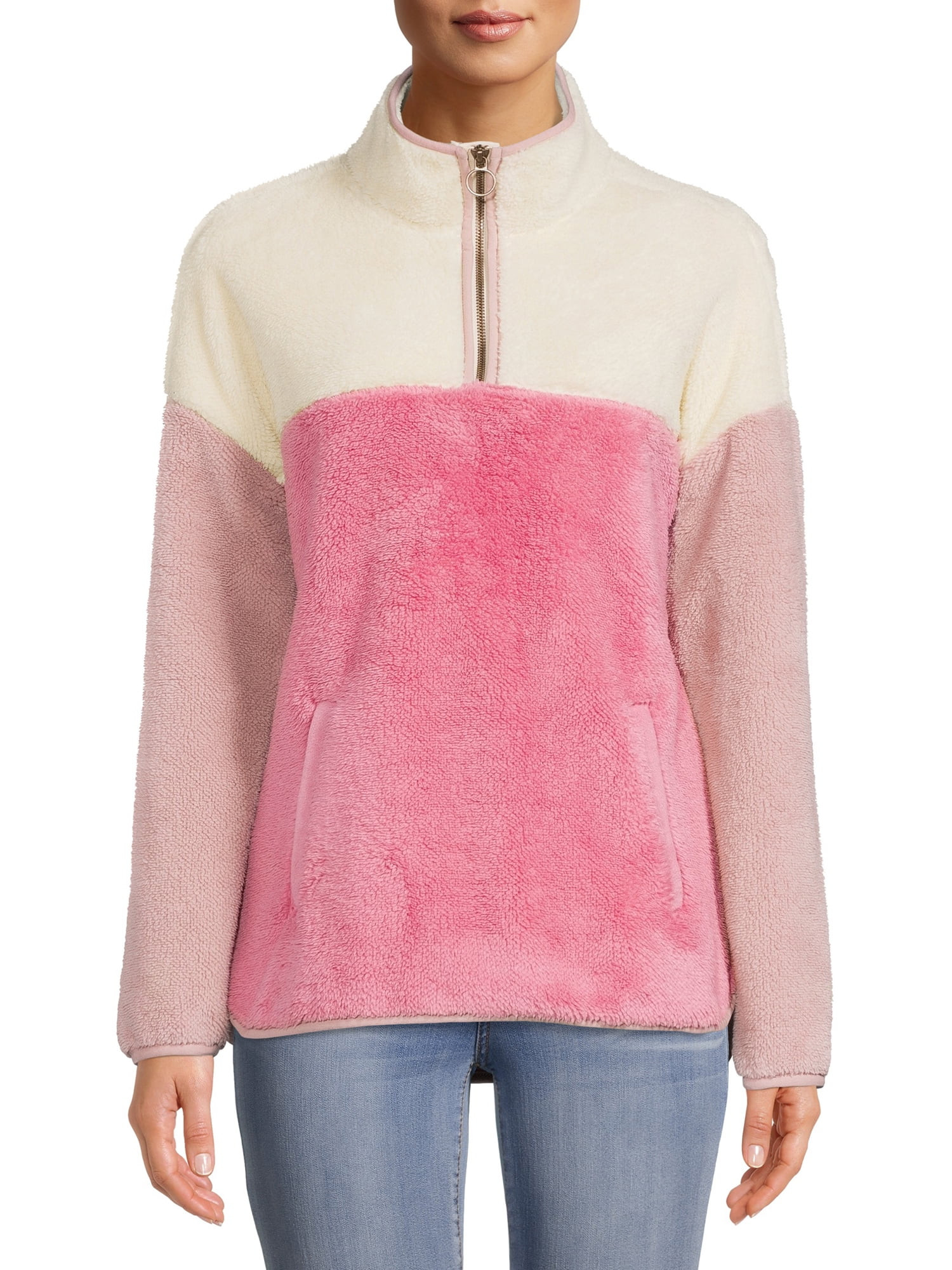 Time and Tru Women's and Women's Plus Quarter Zip Sherpa | Walmart (US)