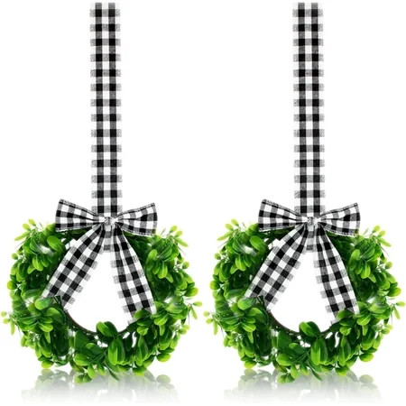 2 Green Wreath Farmhouse Wreath Faux Kitchen Cabinet Wreaths 10 W x 21 L Each for Door Window Chair  | Walmart (US)