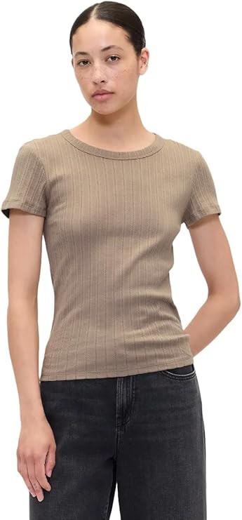 Gap Women's Short Sleeve Pointelle Ribbed Knit Top | Amazon (US)