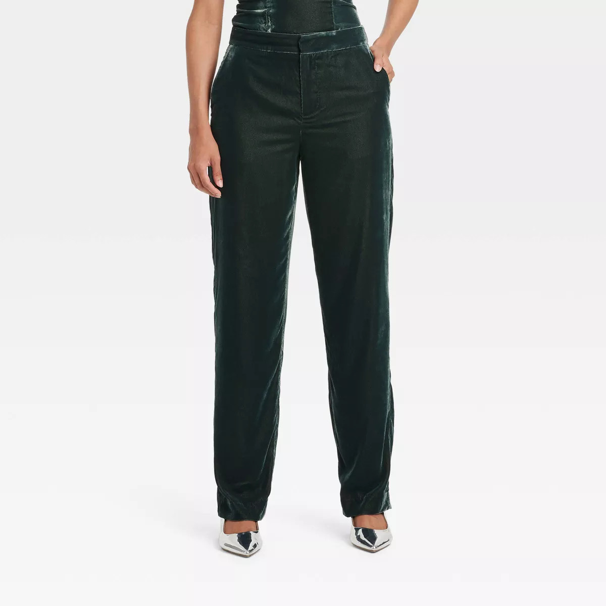 Women's High-Rise Straight Leg Velvet Trousers - A New Day™ | Target