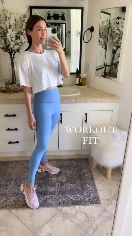 WORKOUT \ new leggings and bra set in blue paired with a crop tee abs sneakers!

Bra - S (size down)
Leggings - M
Tee - S
Sneakers - TTS

Activewear
Amazon 

#LTKunder100 #LTKfit