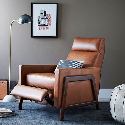 Spencer Wood-Framed Leather Recliner | West Elm (US)
