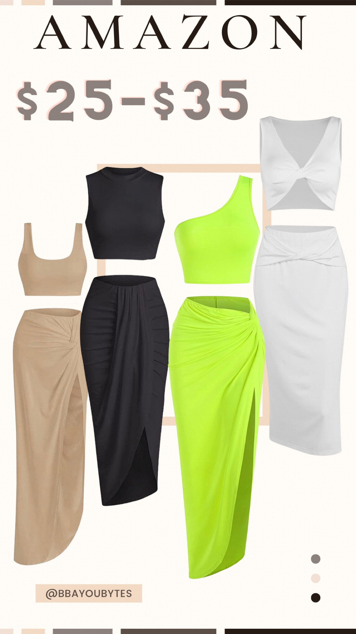 Amazon dresses • Amazon find • Amazon sets • matching set • bright colors • black dress • white dress • beige dress 

#LTKunder50 #LTKunder100