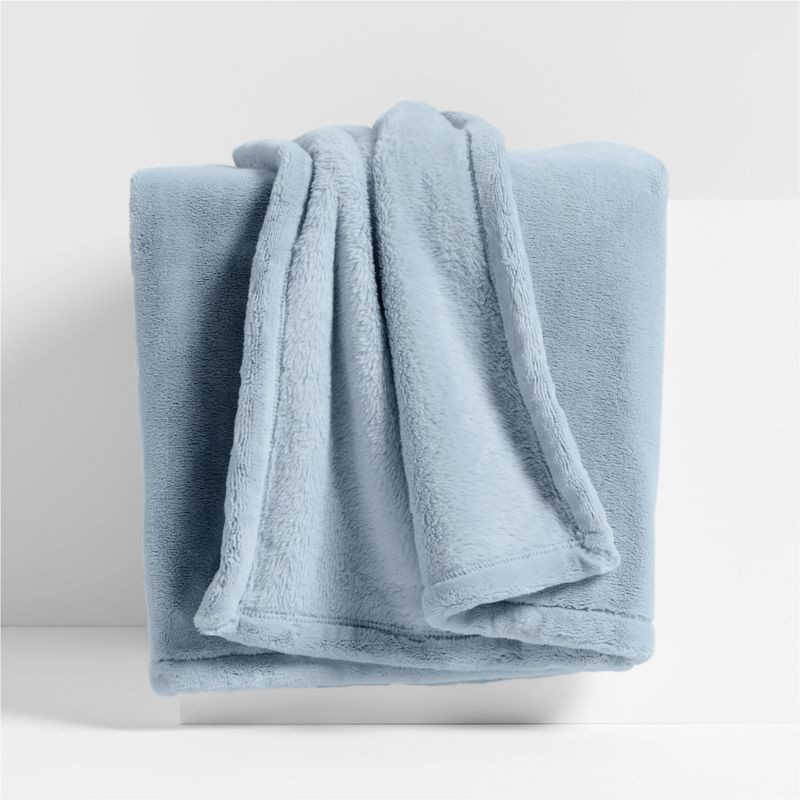 Plush 70x55 Sky Blue Throw Blanket + Reviews | Crate & Barrel | Crate & Barrel