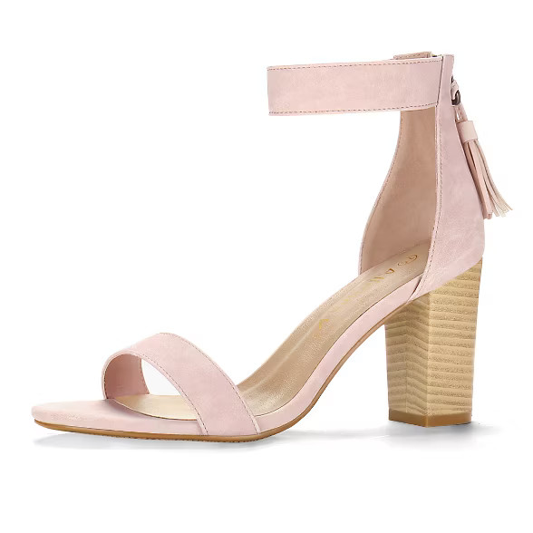 Allegra K Women Open Toe Tassel Stacked Heel Ankle Strap Sandals | Target
