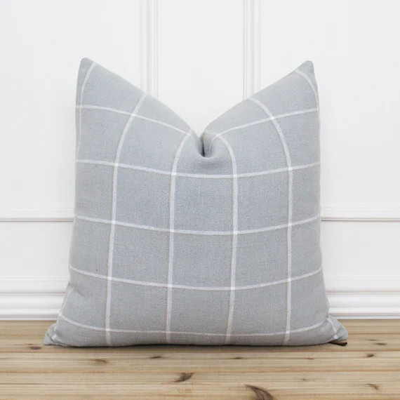 Light Blue Plaid Pillow Cover • Spring Throw Pillow • Decorative Pillow • Farmhouse Pillow ... | Etsy (US)