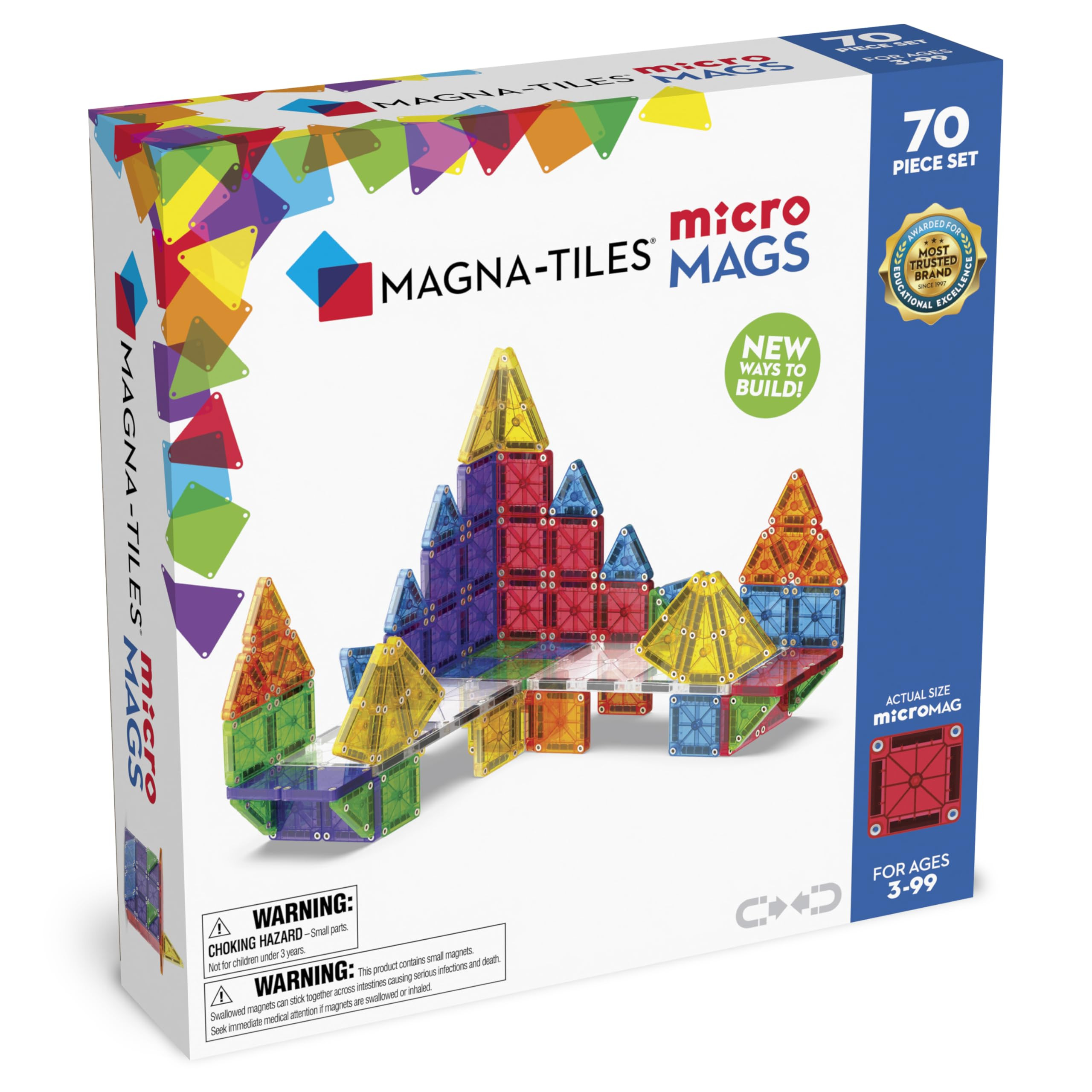 MAGNA-TILES microMAGS 70-Piece Deluxe Magnetic Construction Set, The Original Magnetic Building B... | Amazon (US)