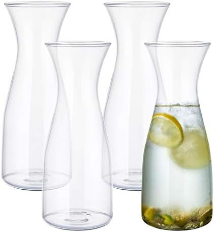 Yarlung 4 Pack 34 Oz Glass Carafe Set, Narrow Neck Wide Mouth Tall Beverage Jug for Water Pitcher... | Amazon (CA)
