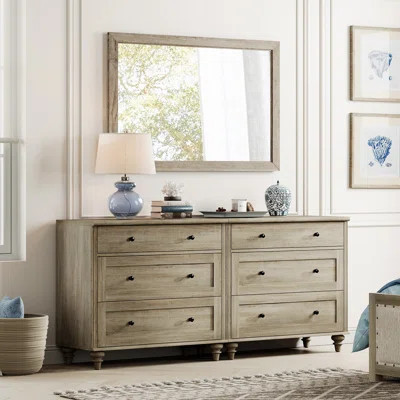 Scarlett Dresser For Bedroom With 6 Drawers, Mid Century Modern Wooden Closet Storage Organizer | Wayfair North America