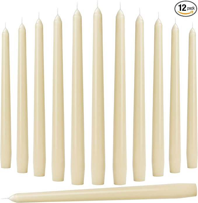 10-Inch Ivory Taper Candles - Dripless Smokeless Tapered Candle Cream Unscented Candlesticks Para... | Amazon (US)
