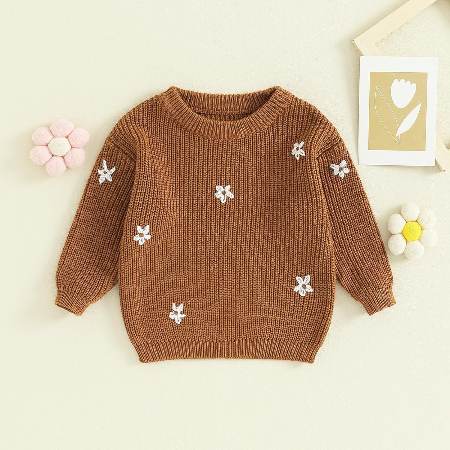 Karwuiio Toddler Baby Girl Boy Knit Sweater Round Neck Long Sleeve Pullover Sweatshirt Fall Winter C | Amazon (US)