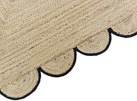 Weaving Village Scalloped Natural Jute Area Rug, Colored Trim | Amazon (US)