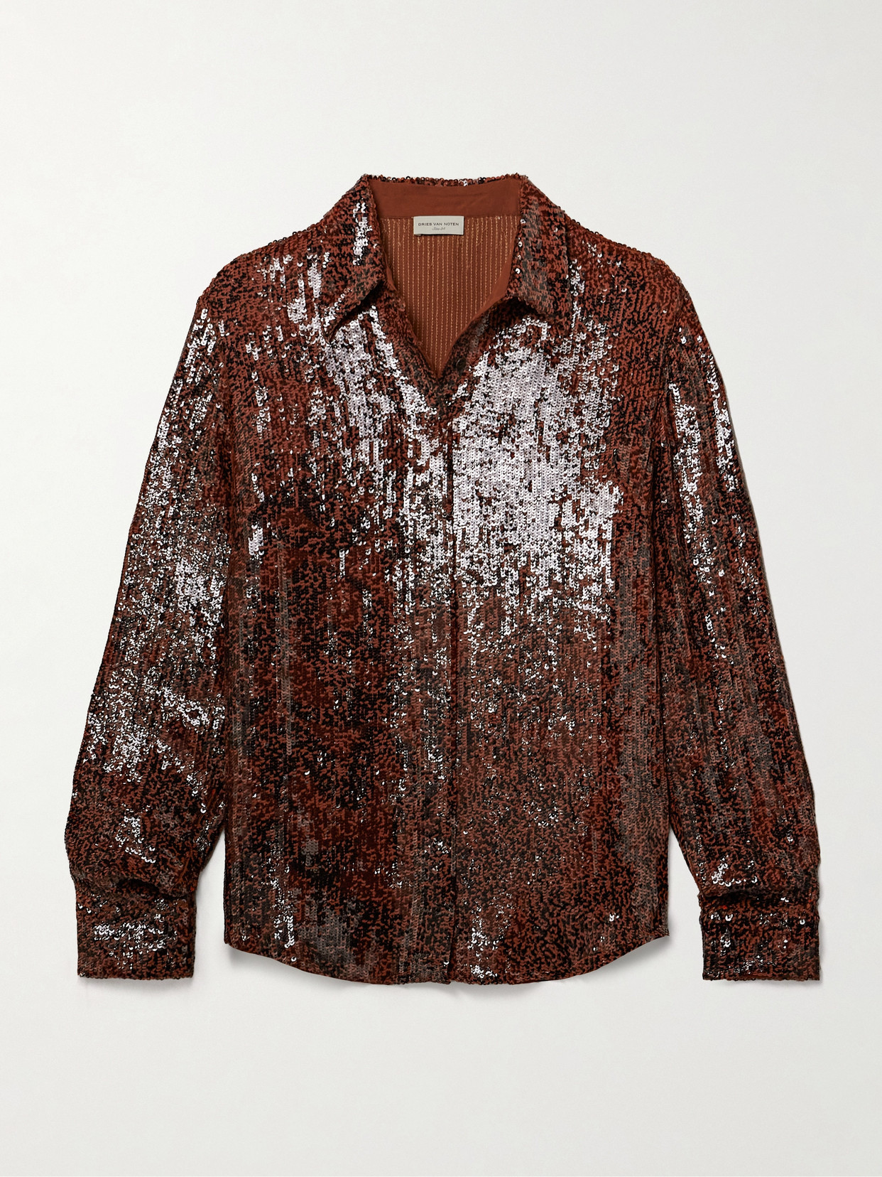 Dries Van Noten - Sequined Crepe Shirt - Brown | NET-A-PORTER (US)