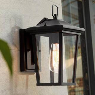 LNC Modern Coastal Matte Black Outdoor Sconce 1-Light Wall Mount Lantern with Clear Glass for Pat... | The Home Depot