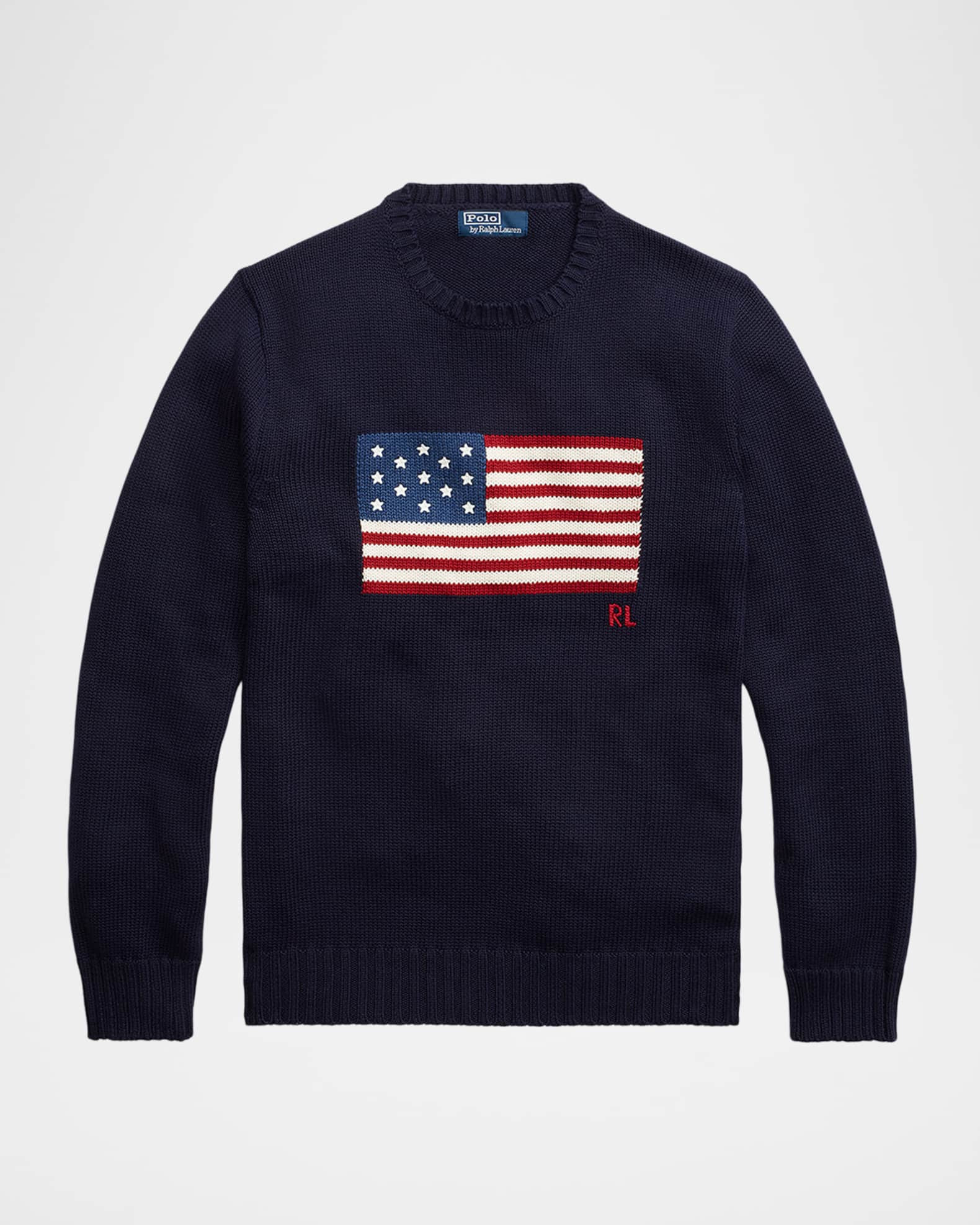 Men's The Iconic Flag Cotton Crewneck Sweater | Neiman Marcus