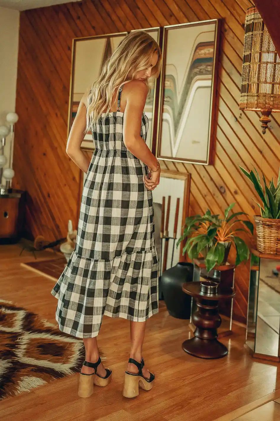 Anastasia Plaid Midi Dress | Bohme