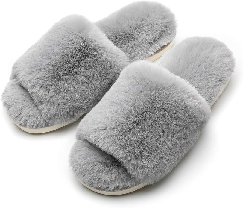 Women Plush Fleece Soft Fuzzy Slippers Memory Foam Lightweight Warm House Spa Outdoor/Indoor X Sl... | Amazon (US)