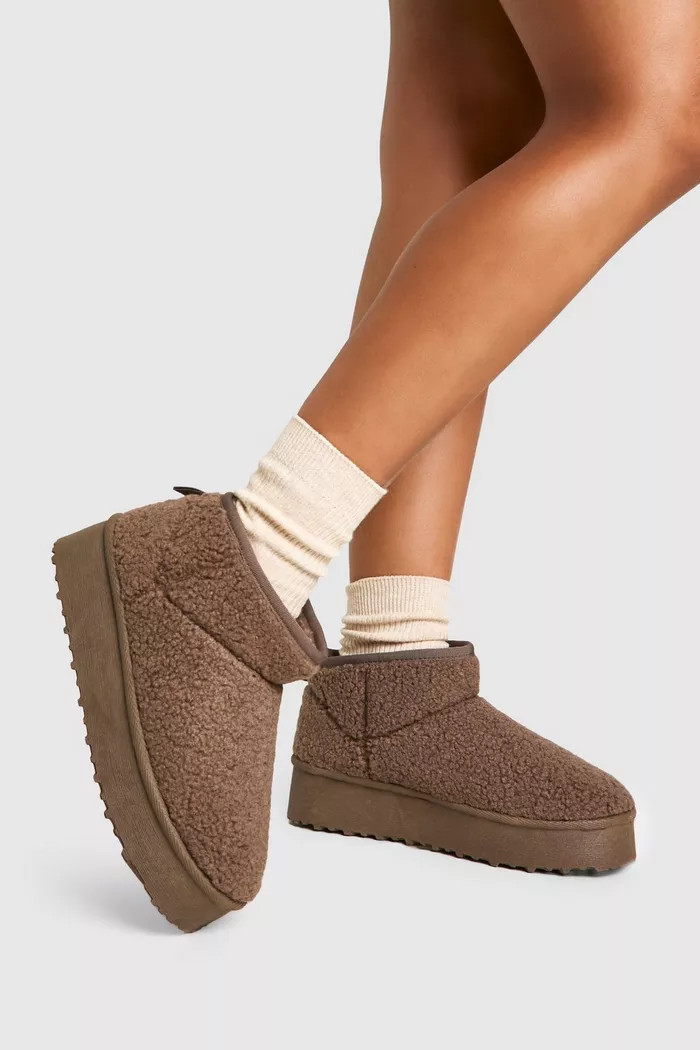 Platform Borg Cosy Boots | Boohoo.com (UK & IE)