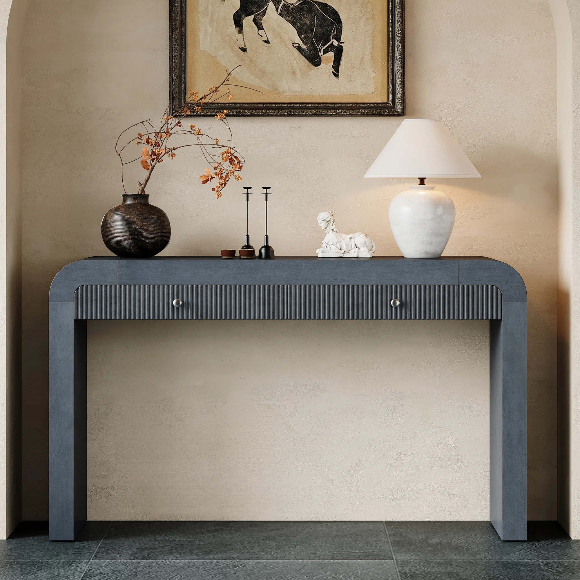Raize Rustic Console Table With Fluted Drawer Front | Wayfair North America