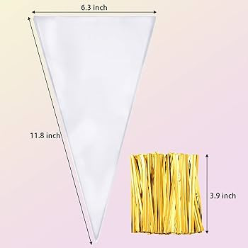 Outus 100 Pcs 7 x 12 Inch Cone Shaped Clear Cello Cellophane Treat Bags Medium Transparent Cone C... | Amazon (US)