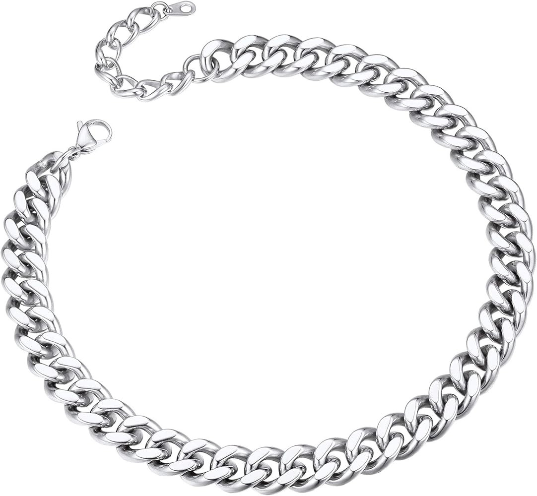 ChainsPro 14-30" Mens Sturdy Miami Cuban Chain Necklace, 5/7/9/12MM Width, 316L Stainless Steel/1... | Amazon (US)