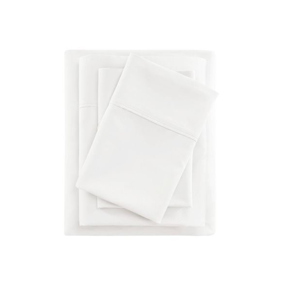 King 400 Thread Count Cotton Sateen Sheet Set White - Beautyrest | Target