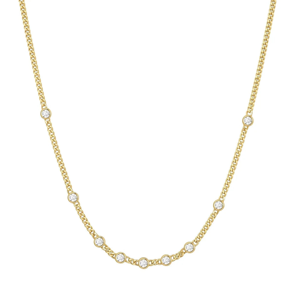 Bezel Curb Link Station Necklace | Embark Fine Jewelry