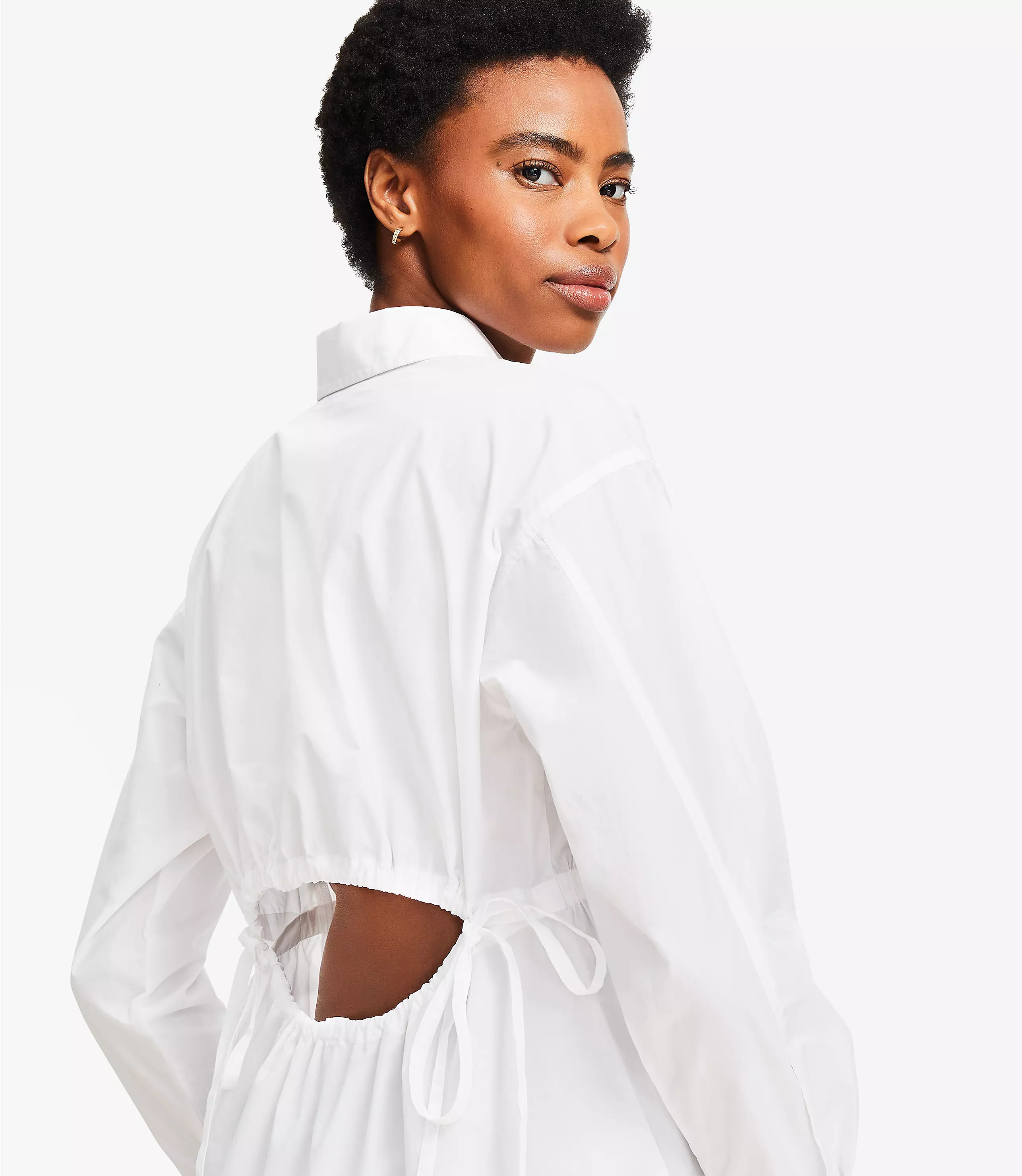 Poplin Cutout Back Tunic Shirt | LOFT