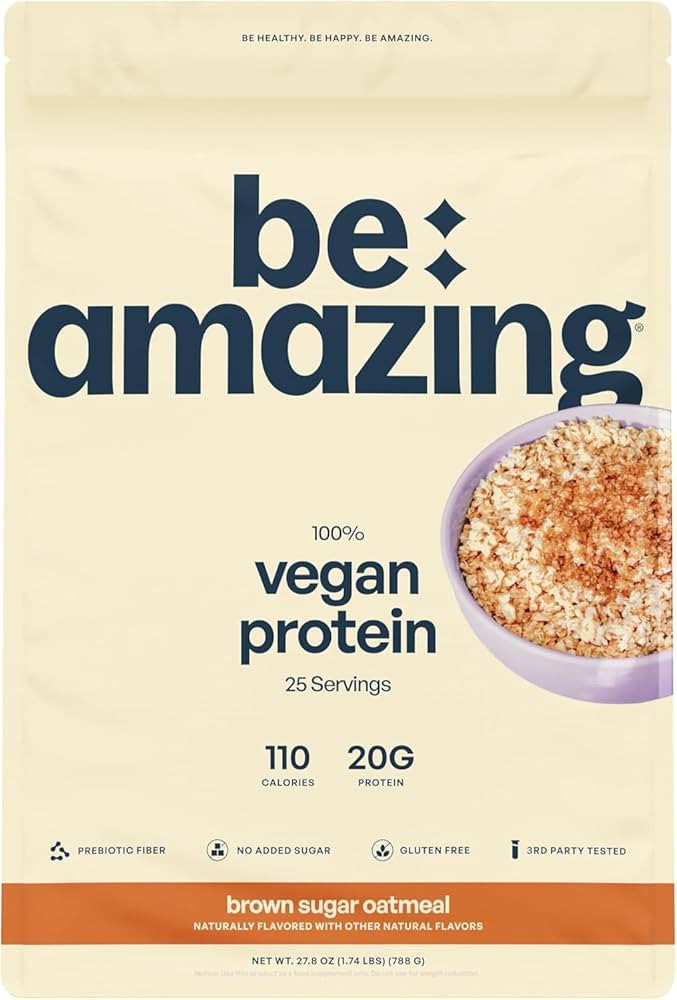 Be Amazing Vegan Protein Powder | 20g Plant-Based Protein with Prebiotics Fibers | Sugar-and-Glut... | Amazon (US)