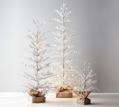 Lit Snowy Crystal Trees | Pottery Barn (US)