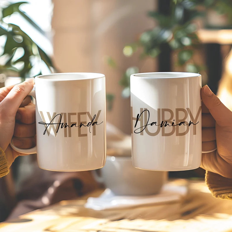 Personalized Wifey Hubby Mug Set, Custom Newly Wed Wedding Gift for Couple, 1st Anniversary Gift ... | Etsy (US)