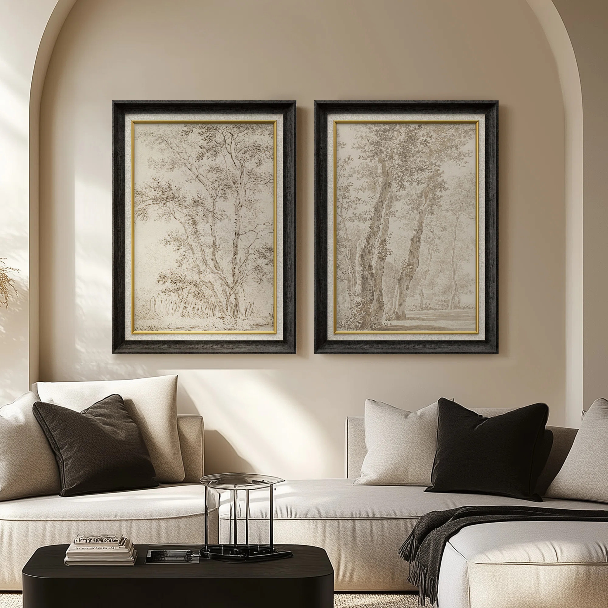 Set of 2 Premium Framed Art Artworks on Premium Canvas with 26"x36" Frame (Set of 2) | Wayfair North America