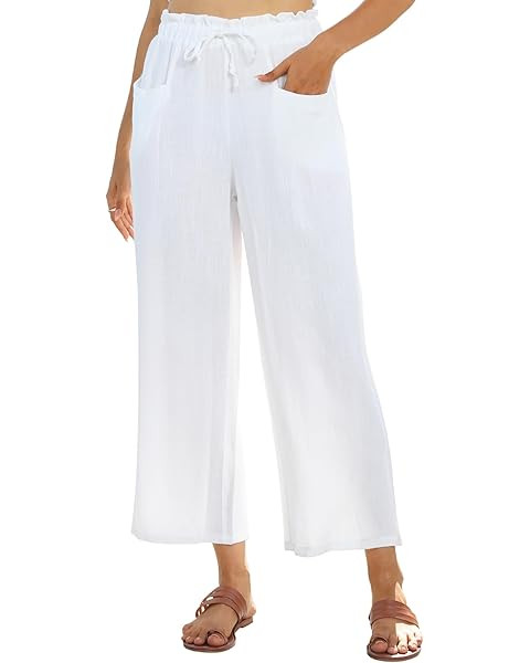 Lastshe Women's Plus Size Wide Leg Pants Elastic High Waist Hide Drawstring Loose Work Pants Pala... | Amazon (US)