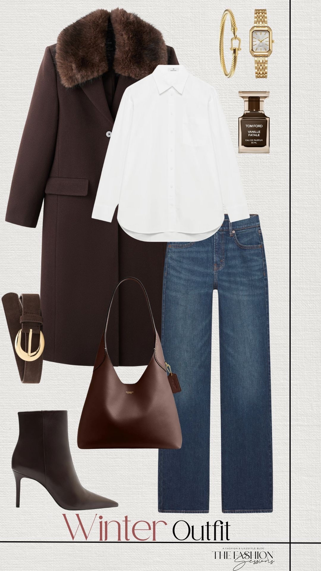 Winter Outfit | Faux Fur Lined Coat | White Button Down | Denim Jeans | Coach Bag |

#LTKSeasonal