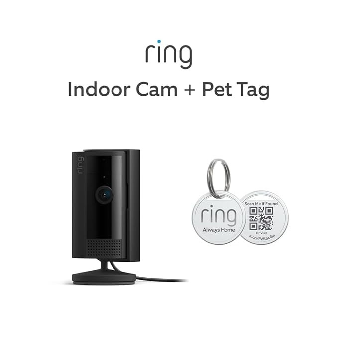 Ring Indoor Cam (2nd Gen), Black with Ring Pet Tag | Amazon (US)