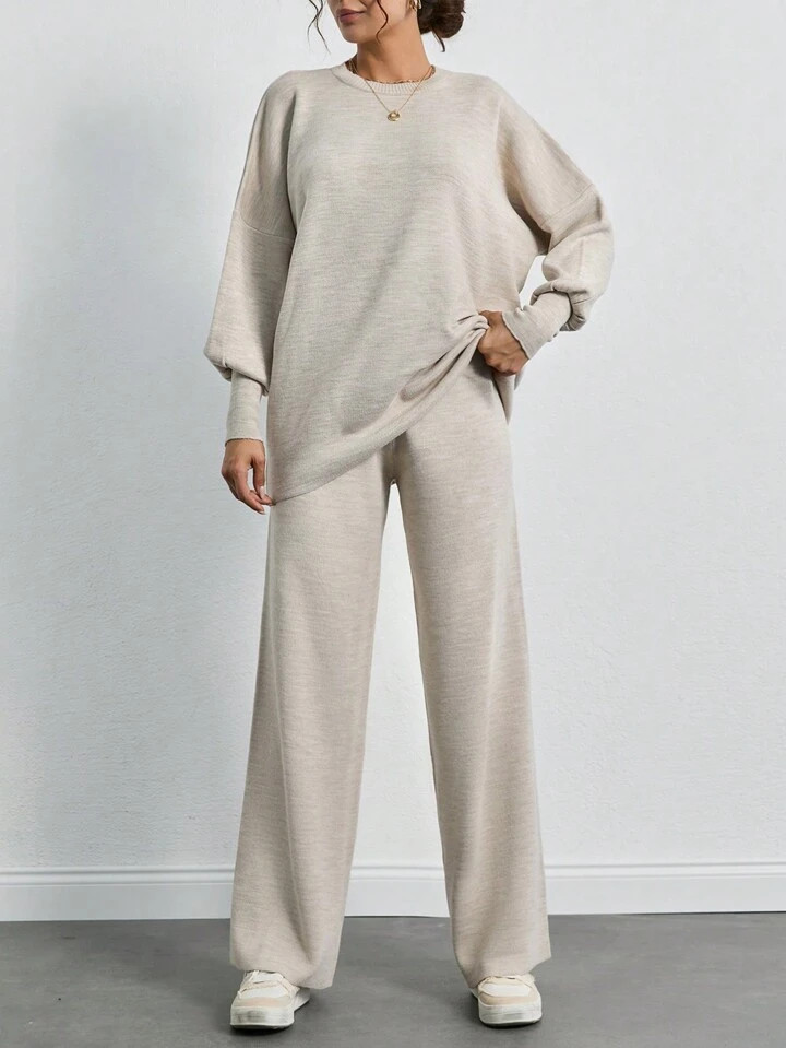 SHEIN Tall Women's Loose Casual Sweater Two-Piece Set | SHEIN