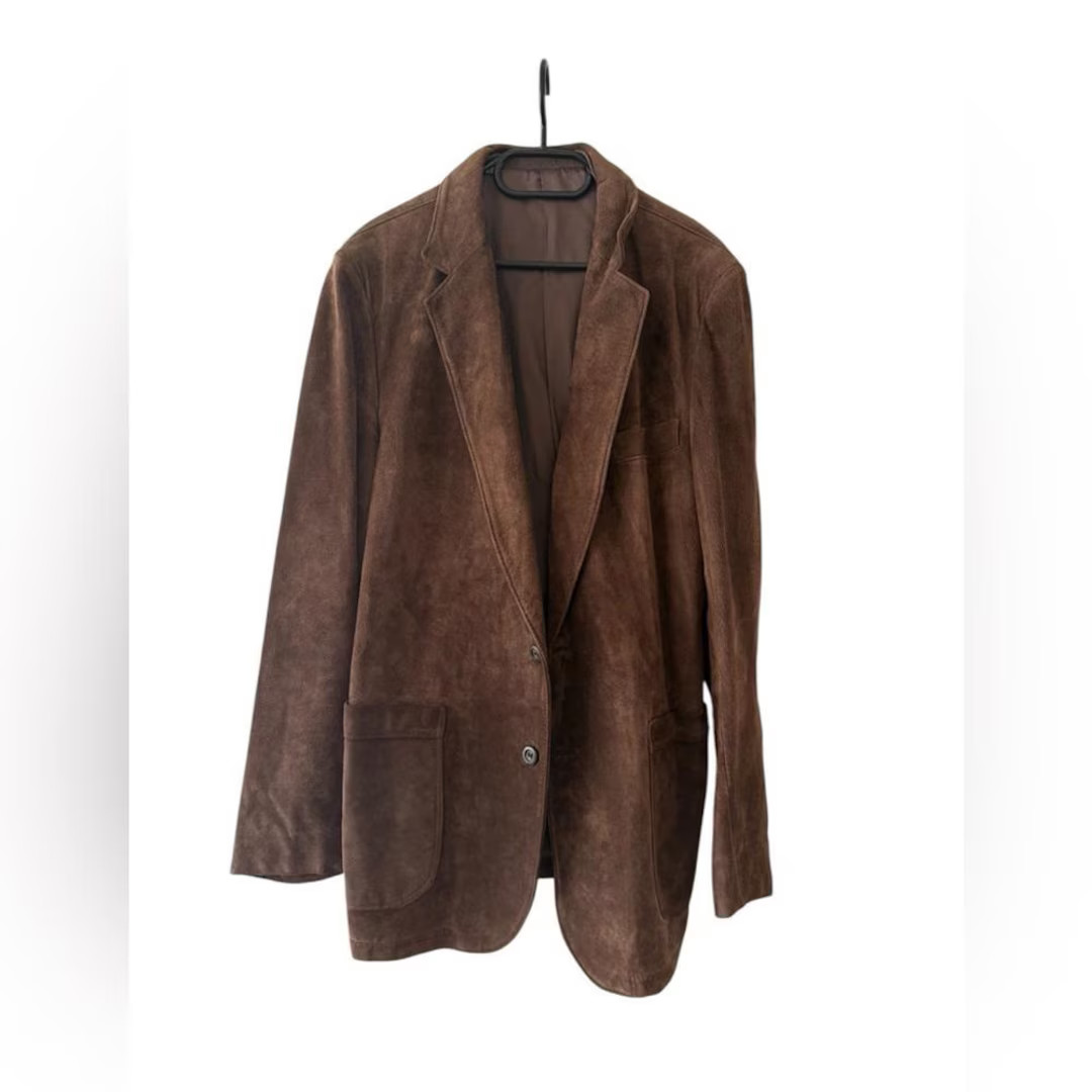 Vintage Brown Suede Blazer Jacket Mens Classic 90s Retro Oversized Relaxed Fit - Etsy Canada | Etsy (US)