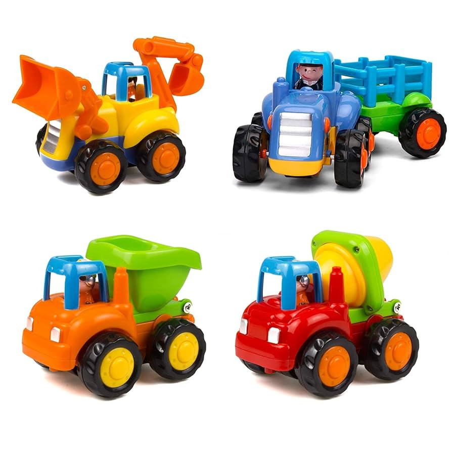 Friction Powered Cars Push and Go Trucks Construction Vehicles Toys Set of Tractor Bulldozer Dump... | Amazon (US)