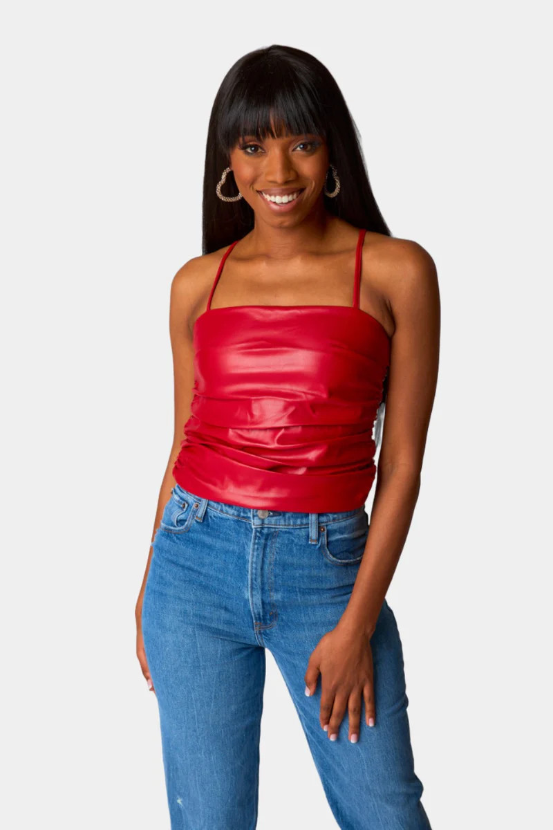 BuddyLove | Jolee Vegan Leather Tank Top | Crimson | BuddyLove