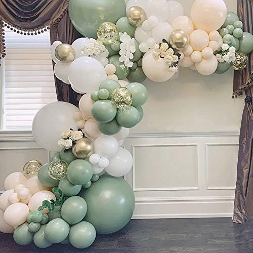 GIHOO Sage Green Balloon Garland Arch Kit 143pcs Avocado Green Balloon with White Balloons Gold M... | Amazon (US)