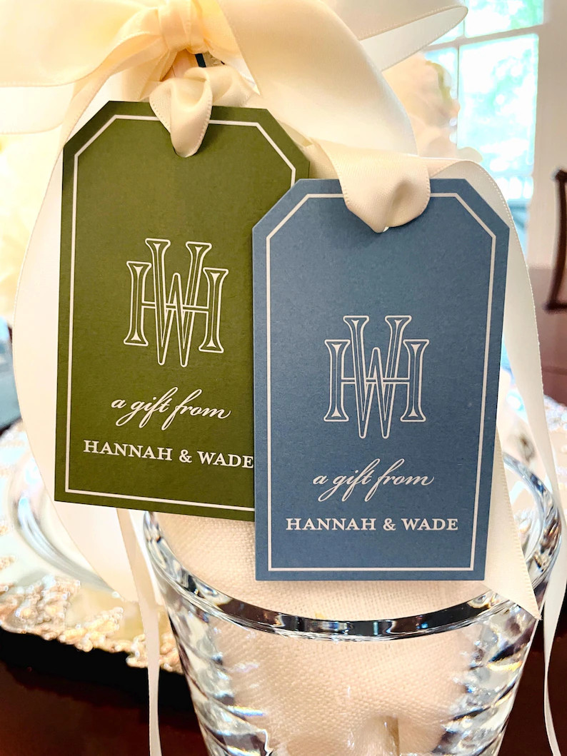 White Ink Two Letter Initial Gift Tags | Set of 16 | Etsy (US)