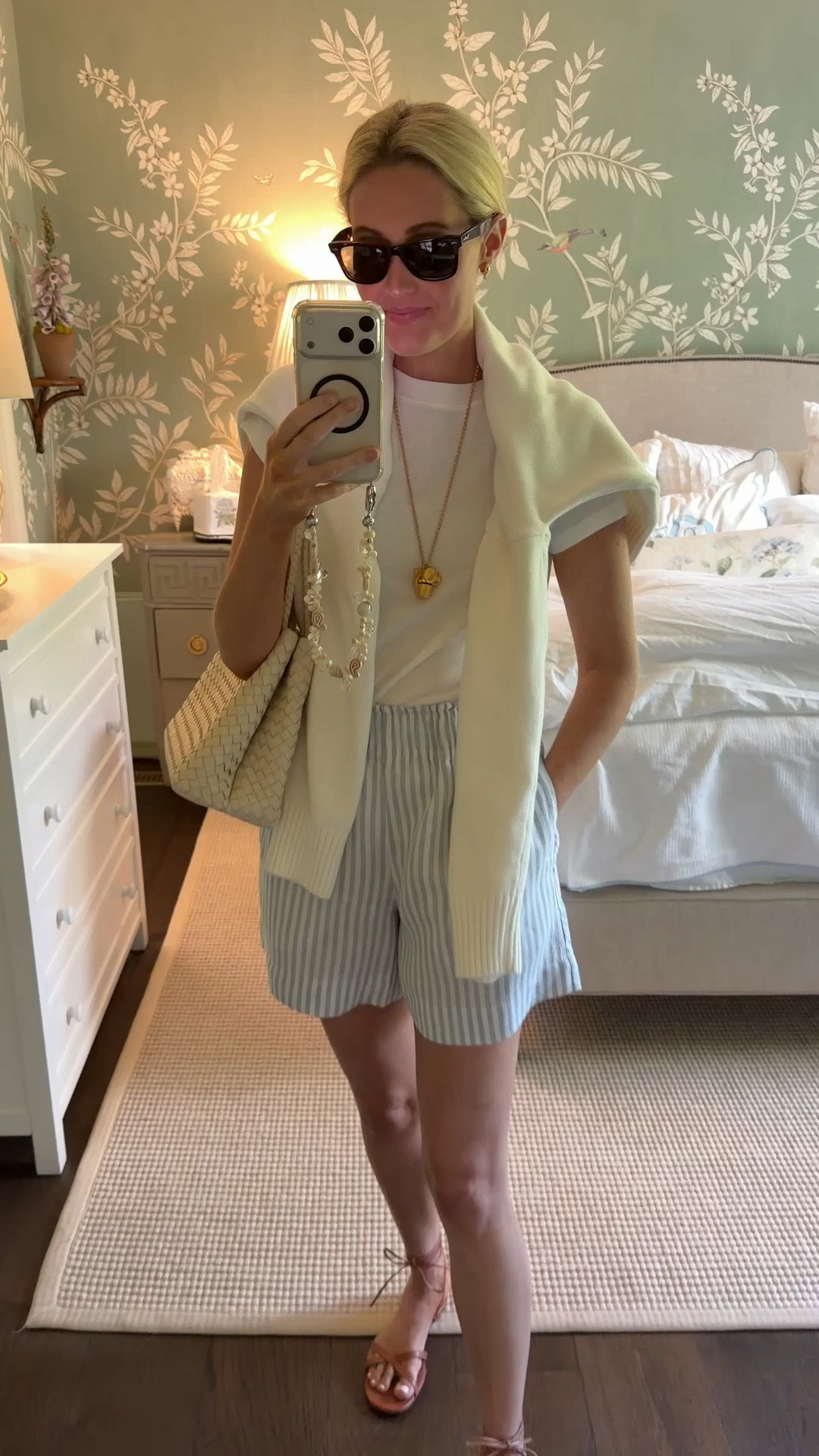 My Summer mom uniform is from @Quince! I adore these striped shorts, the perfect tee & 100% organic cotton sweater! It’s so hot outside, but I’m always cold inside, so I keep this sweater with me! I’m wearing a size small in everything! #QuincePartner

#LTKmomlife