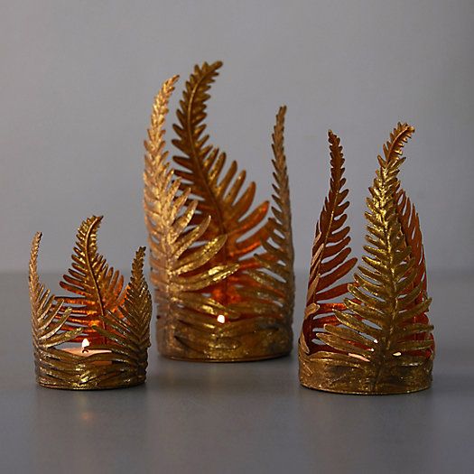 Gold Fern Votive Holder | Terrain