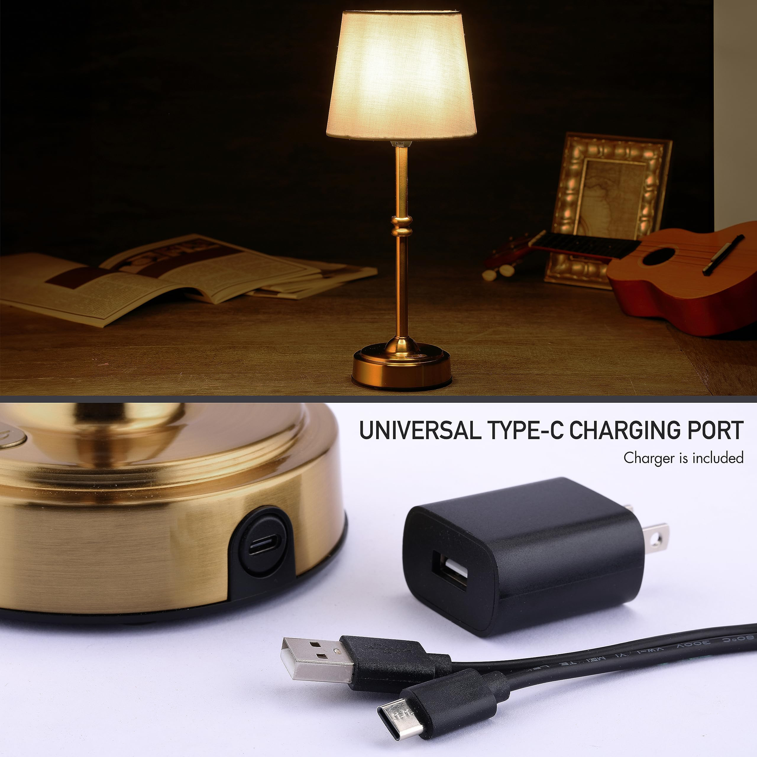 O’Bright Seraph - Cordless LED Table Lamp with Dimmer, Built-in Rechargeable Battery, 3-Level B... | Amazon (US)