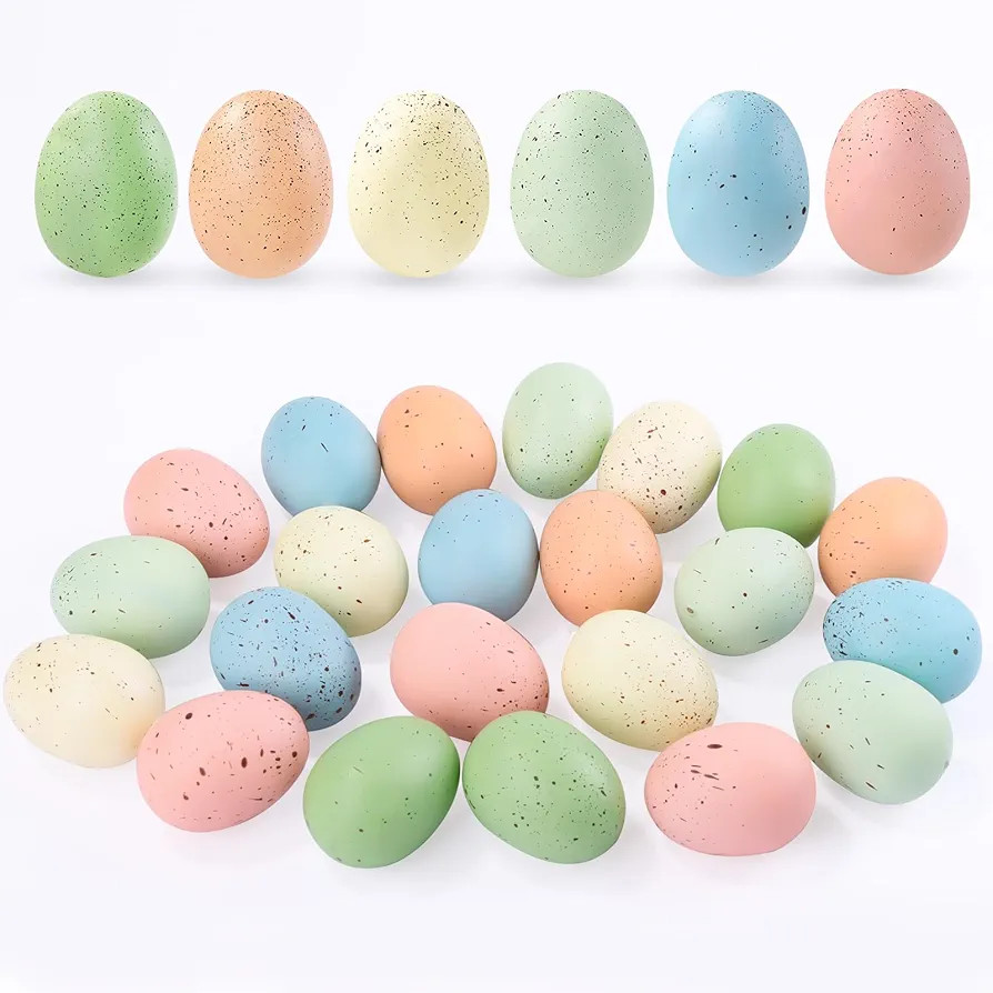 24 Pcs 2.4 inch Easter Speckled Eggs Pastel Plastic Speckled Eggs Decorative Easter Eggs Artifici... | Amazon (US)