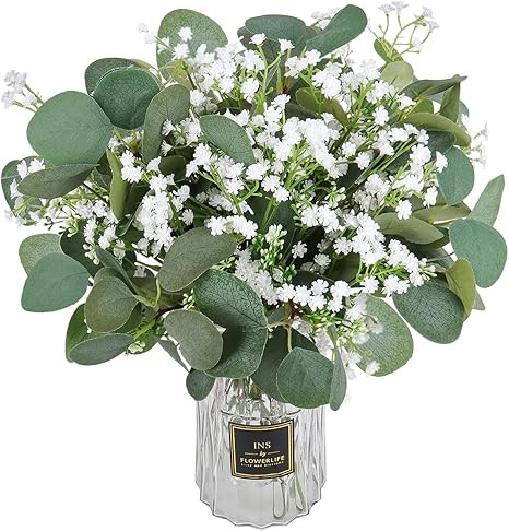 21pcs Artificial Baby Breath Eucalyptus Stems Bulk Faux Silver Dollar Eucalyptus Leaves Plant Bra... | Amazon (US)