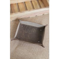 Monogram Personalized Large Distressed Brown Leather Valet Tray Two-Tone Colors | Etsy (US)