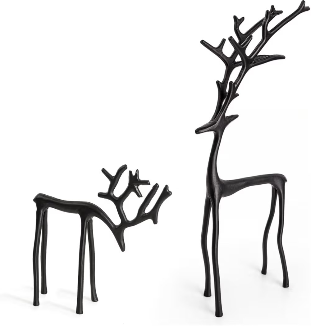 2025 Christmas Decorations - Set of 2 Black Reindeer Statues - Modern Xmas Figurines - Elegant In... | Amazon (US)