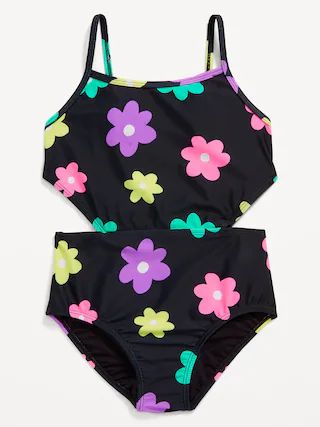 Printed Side-Cutout One-Piece Swimsuit for Girls | Old Navy (US)
